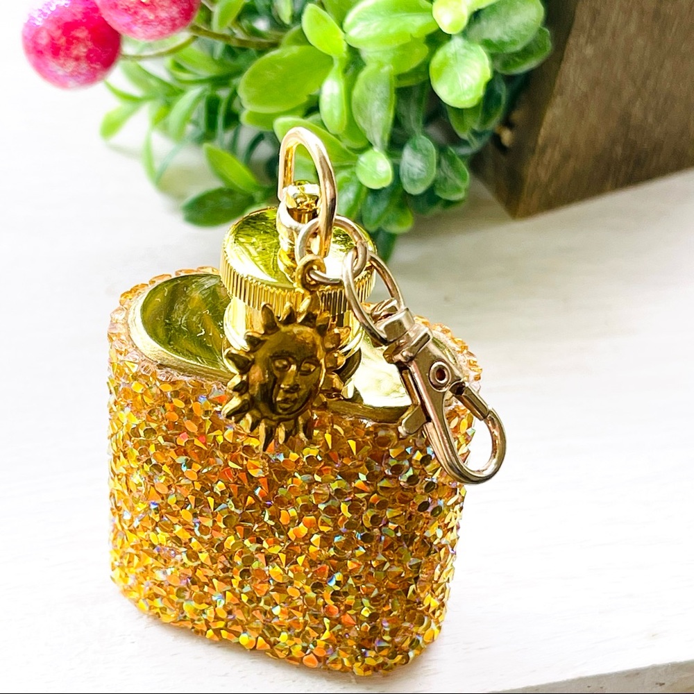 MINI FLASK crystal encrusted keyring IRIDESCENT keyfob CELESTIAL mini flask - Picture 2 of 9